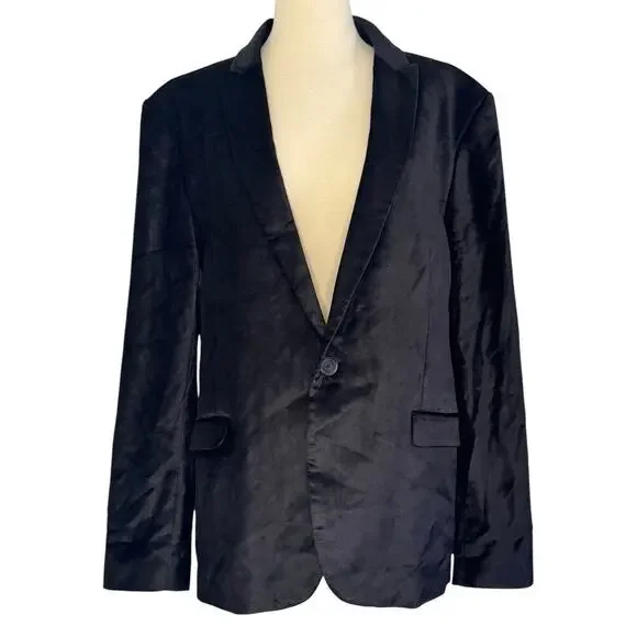 GUESS Fulham Black Velvet Knit Blazer Business Jacket Men’s Size XL - Picture 3 of 11